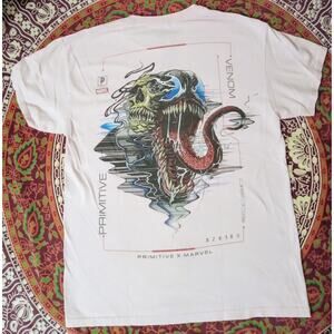 Distressed Primitive x Marvel Venom Graphic T-Shirt Comic Skate Streetwear SZ M